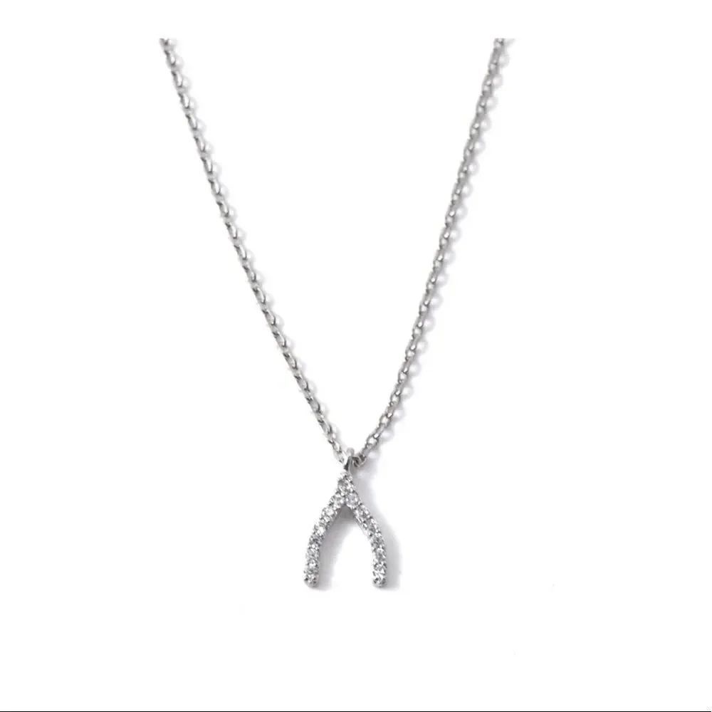 2/$30 WISHBONE Silver diamond diamante rhinestone Necklace